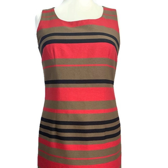 Next Shift Dress Stripe Cotton Mix Sleeveless Knee-Length Round Neck Lined UK 14 - Picture 2 of 14